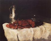 Karl Schuch Lobster with Pewter Jug and Wineglass USA oil painting artist